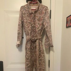 Floral Anthropologie flattering jumpsuit size L